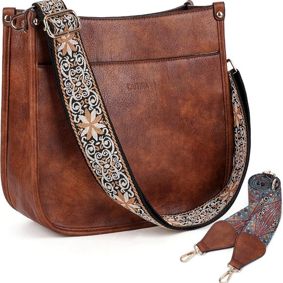 Crossbody Bag Women Vegan Leather Hobo Handbag Trendy Crossbody Shoulder Bag Pur - Picture 1 of 9